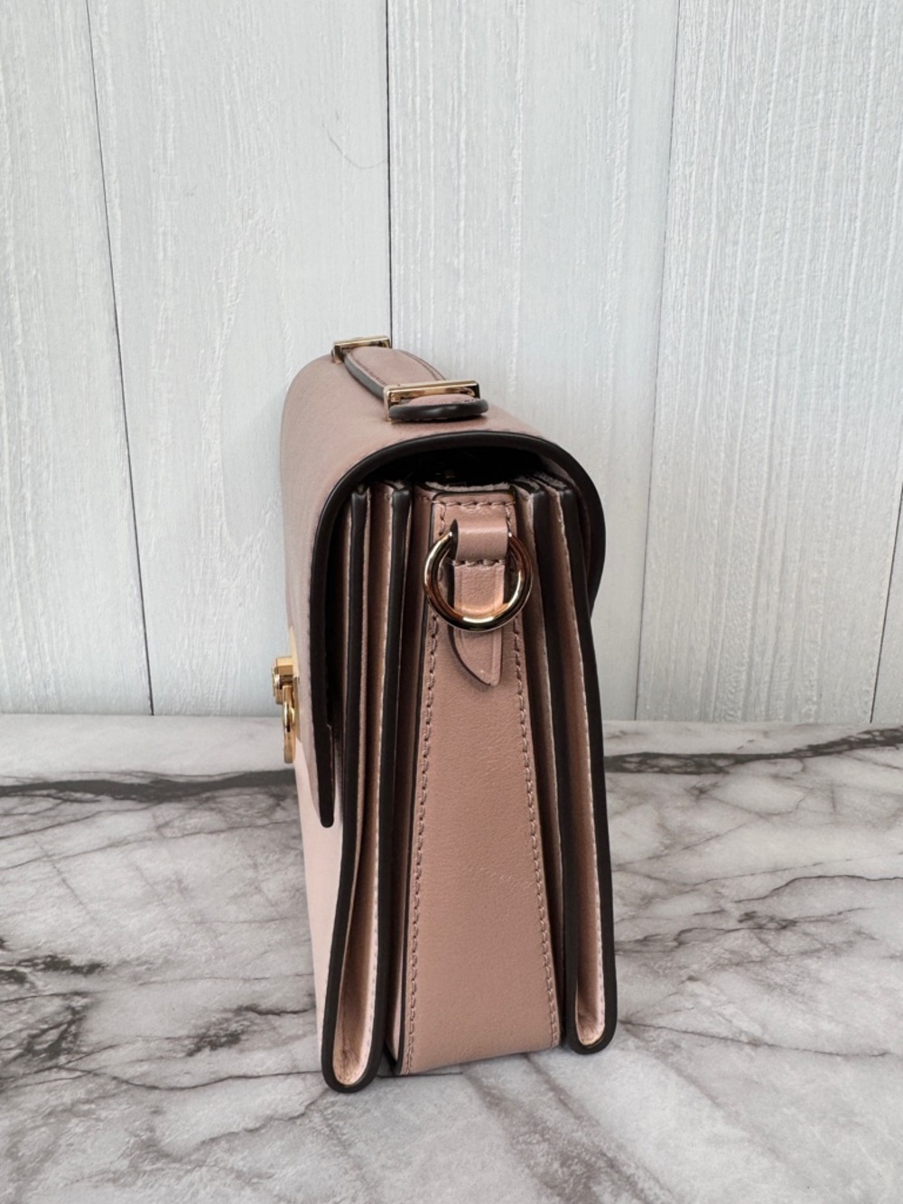 Michael Kors Blush Pink Leather Crossbody Shoulder Bag with Gold Hardware - Picture 6 of 14